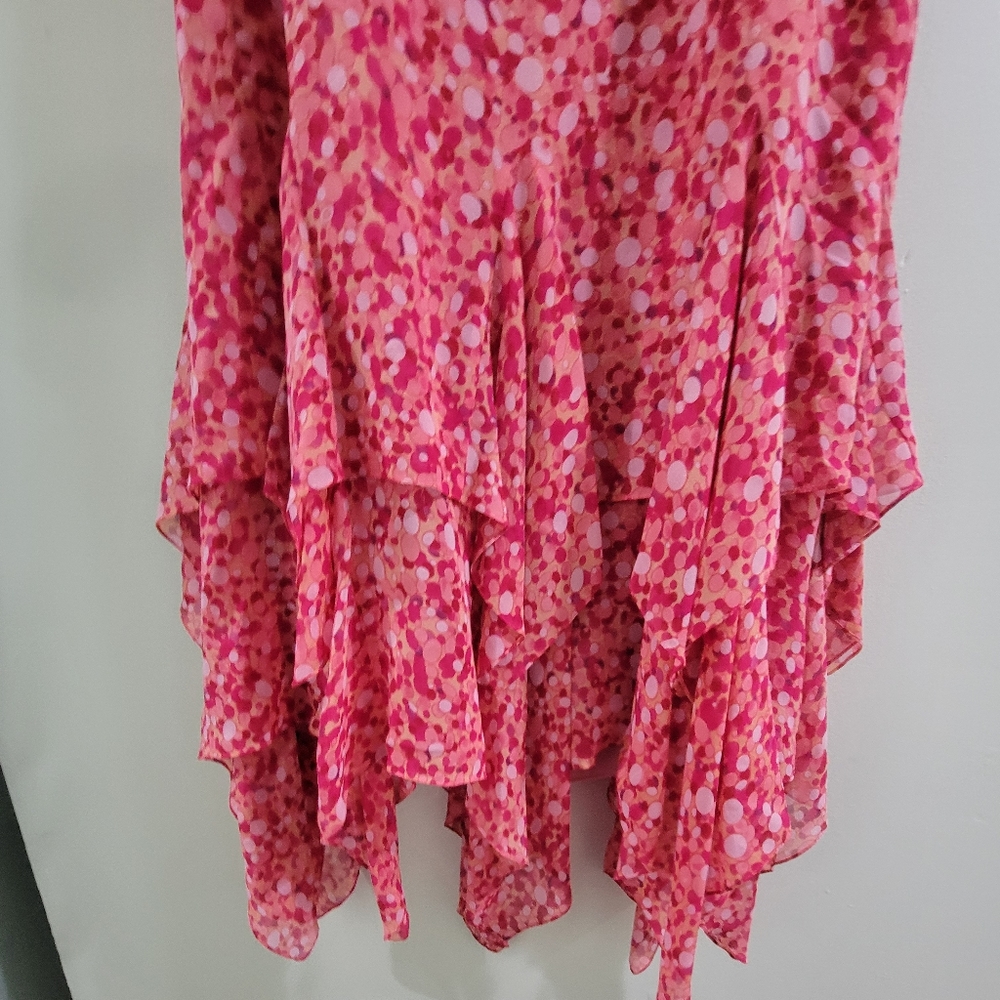 KAY UNGER Semi Formal layered floral dress sharkbite hem 14 $298 - Picture 5 of 8